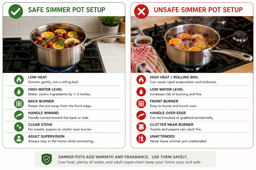 Safe simmer pot setup.
