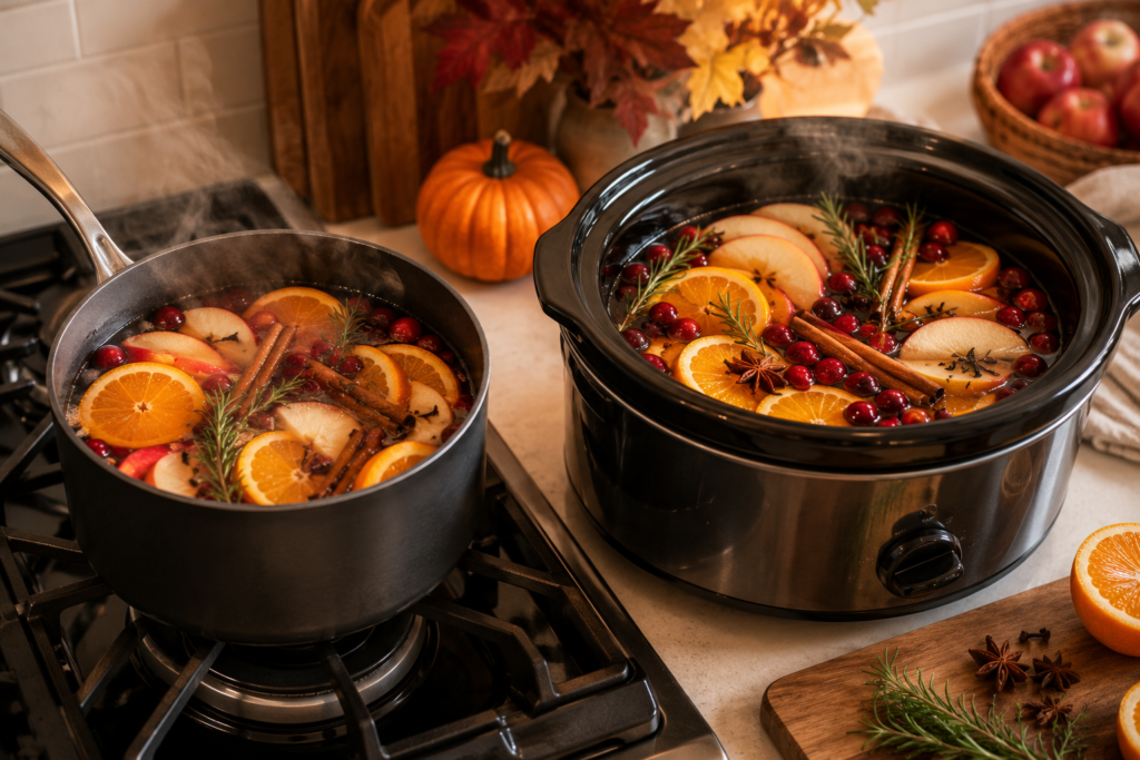 Stovetop and slow cooker simmer pots.