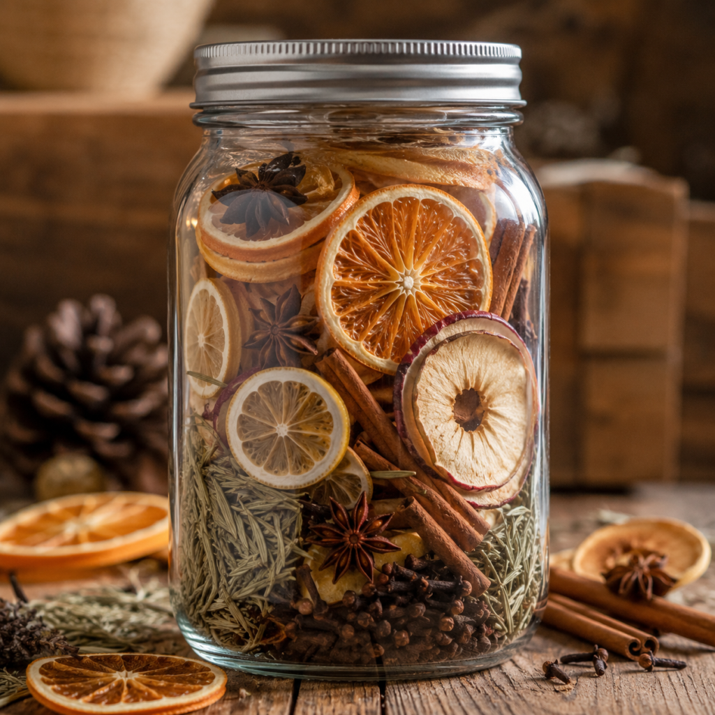 Dried simmer pot gift jar.