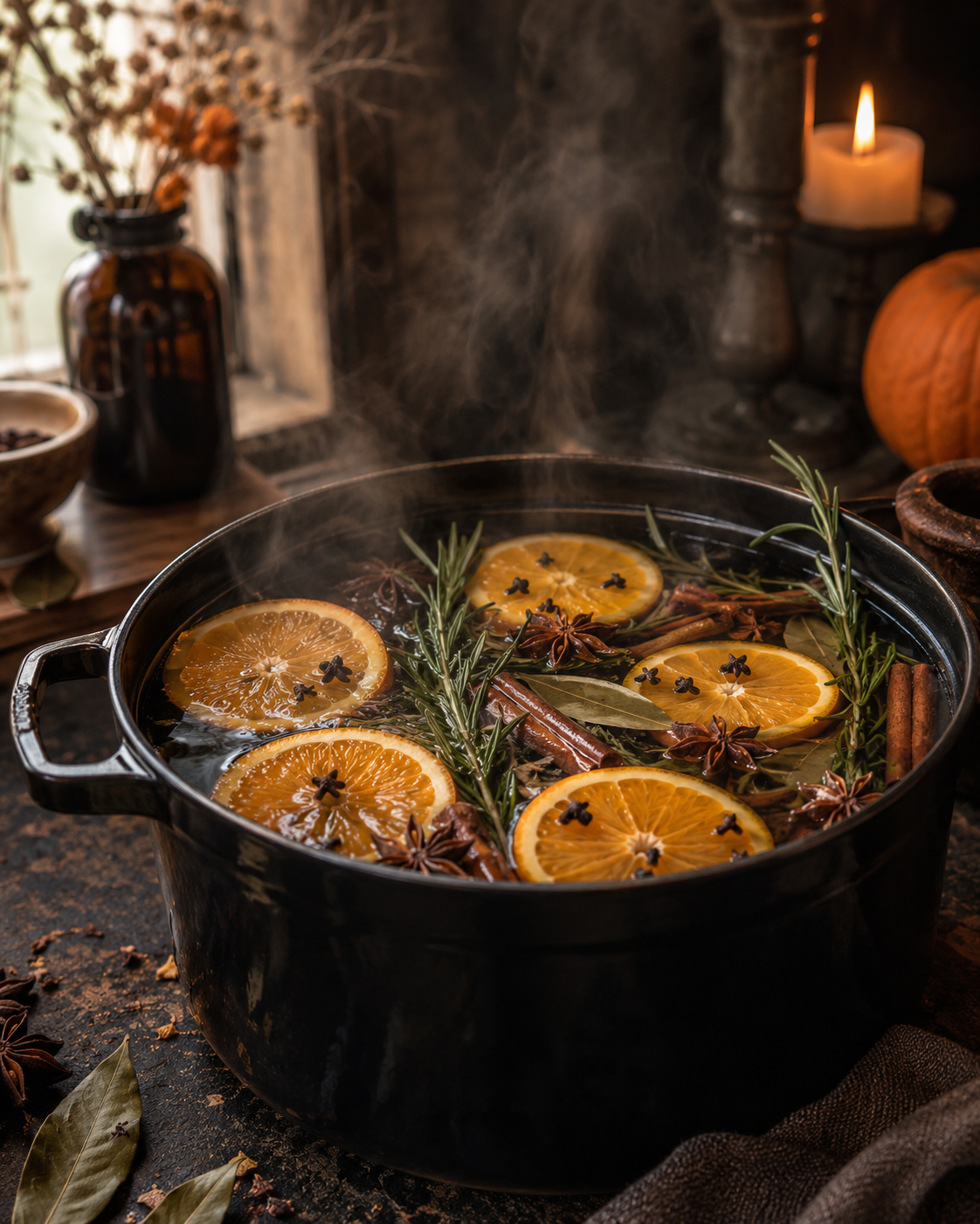 Witchy orange rosemary simmer pot.