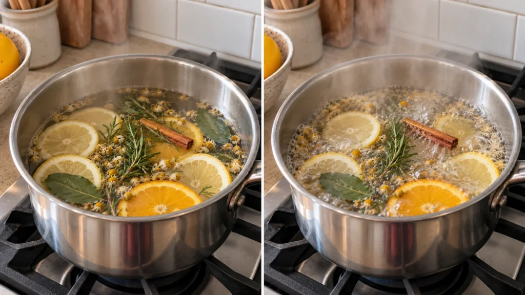 Gentle stovetop simmer versus rolling boil
