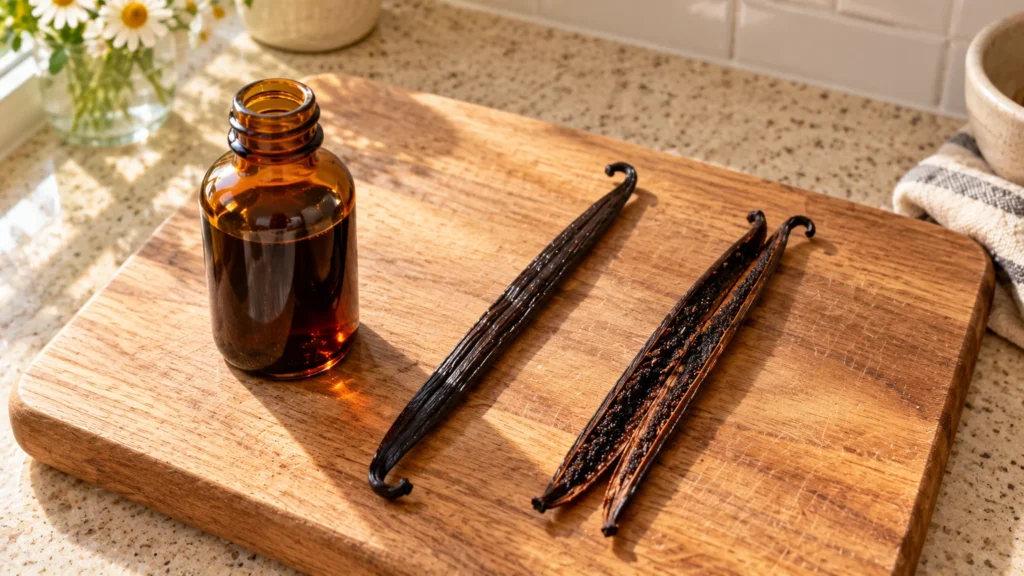 Vanilla extract and bean pods